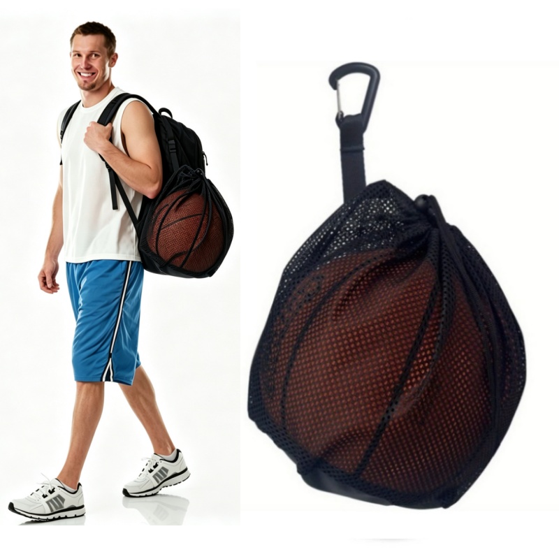 Outdoor Sports Net - ﻿ Portable Drawstring Basketball Mesh Bag